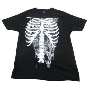 Celebrate Halloween T-Shirt Mens Medium Black Skeleton Bones Print Pullover‎ Tee